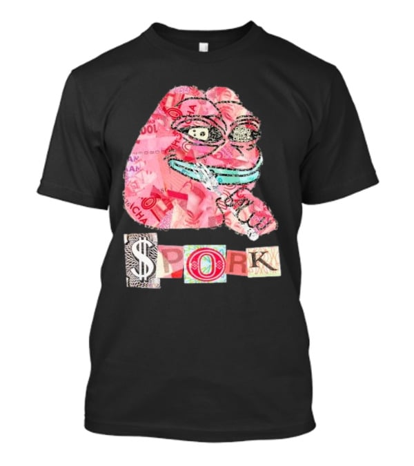 Pauly Spork Frog With Collage Pattern And Iconic Symbolism T-Shirt