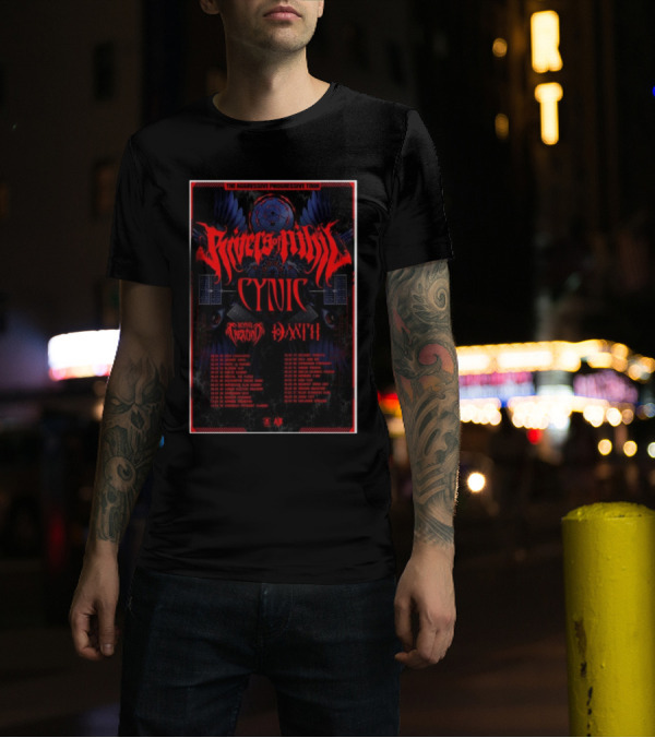 Rivers Of Nihil The Aggressive Progressive Tour EU UK 2025 Cynic Heaven's Creatures Dysrhythmia T-Shirt