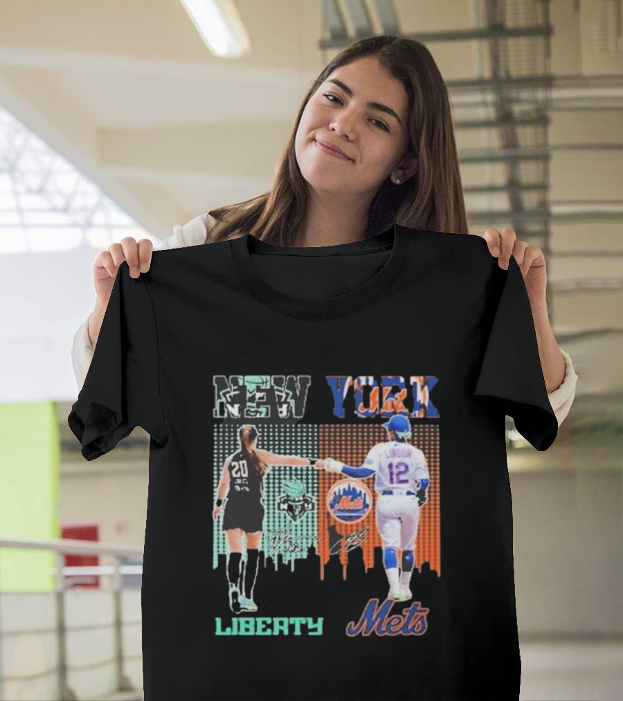 New York Liberty Sabrina Ionescu Francisco Lindor Mets T-Shirt