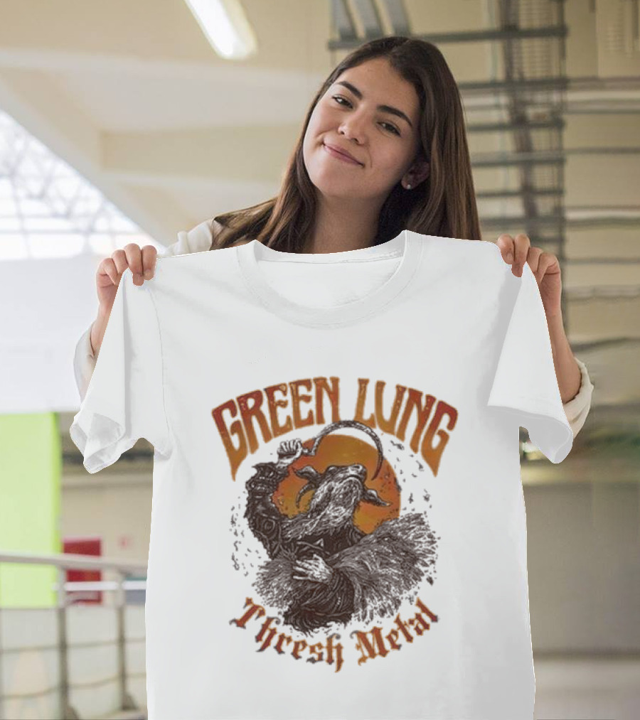 Green Lung Thrash Metal Mystical Goat with Crescent Blade T-Shirt