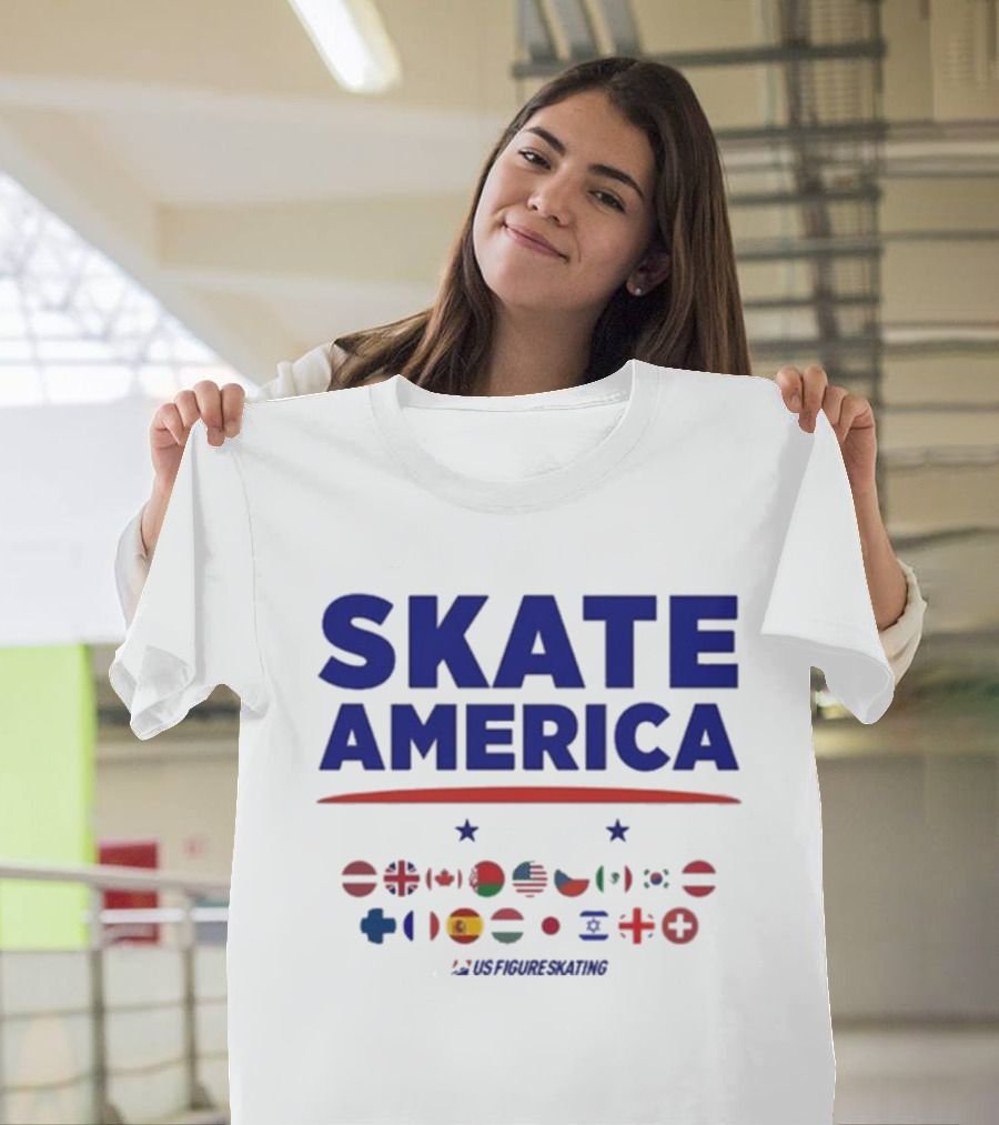 Skate America 2024 Allen Texas Featuring International Flags US Figure Skating T-Shirt