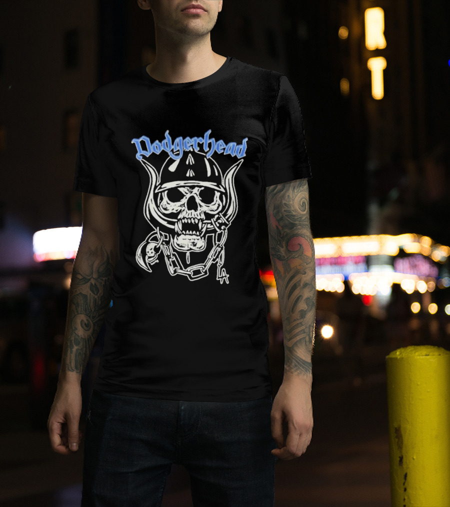 Dodgerhead Los Angeles Dodgers Skull Chain Helmet T-Shirt