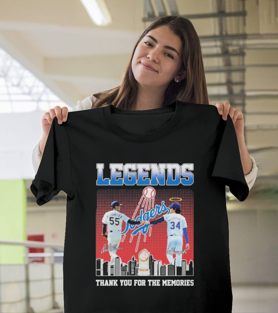 Legends Dodgers Orel Hershiser Fernando Valenzuela Thank You For The Memories T-Shirt