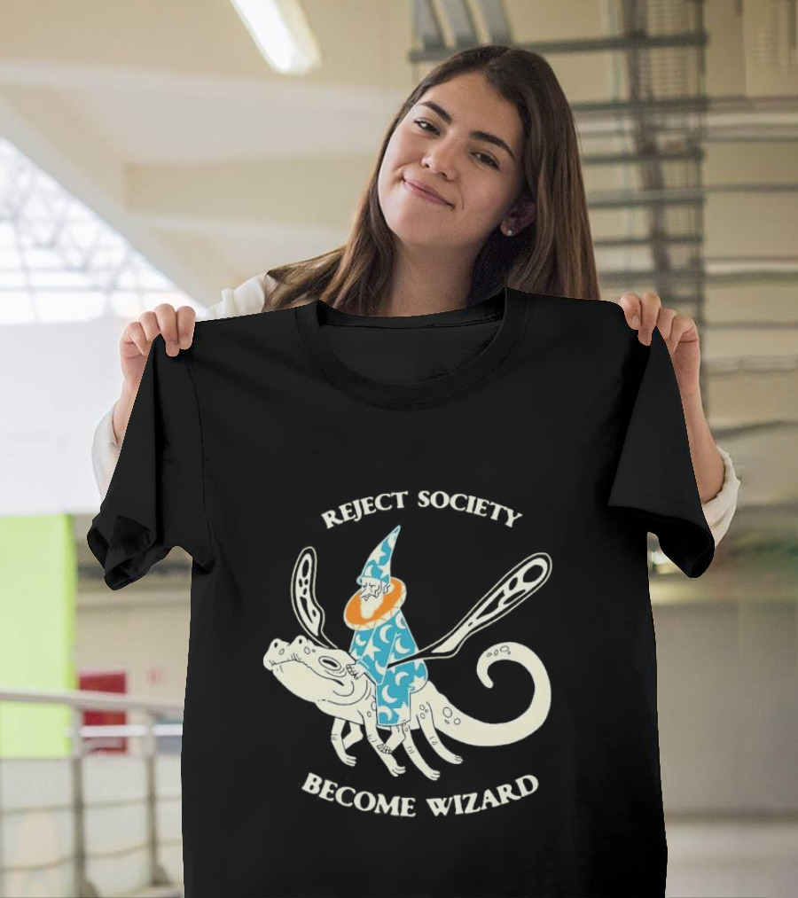 Reject Society Become Wizard Riding Mystical Creature T-Shirt