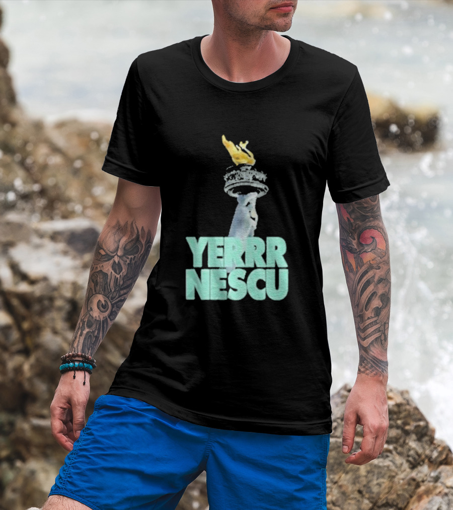 Sabrina Rocking The YERRR NESCU Statue Of Liberty Torch Flame T-Shirt
