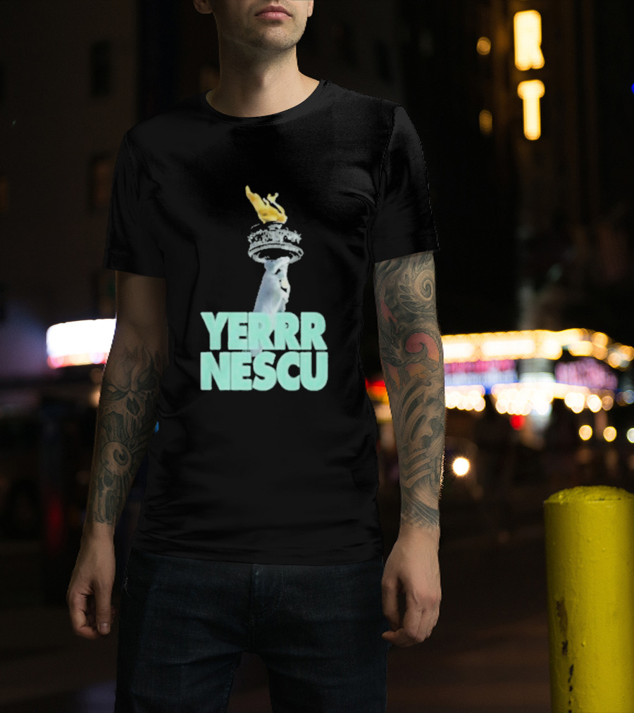 Sabrina Rocking The YERRR NESCU Statue Of Liberty Torch Flame T-Shirt
