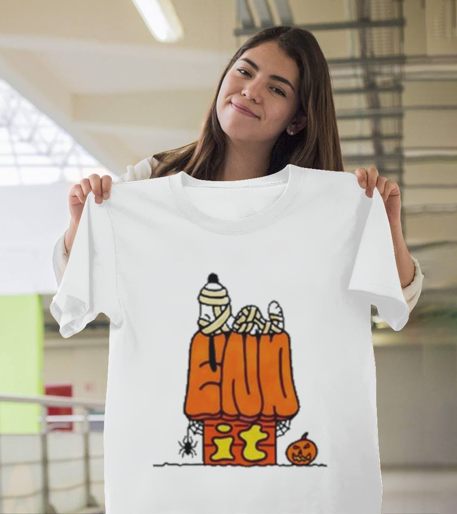 Pistachio Gallery End It Halloween Mummy Doghouse Pumpkin T-Shirt