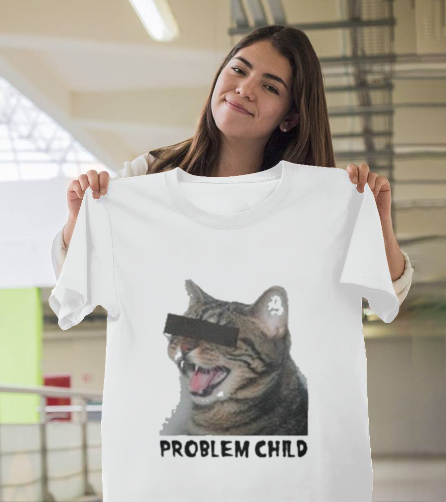 PROBLEM CHILD Cat Meme Censored Face T-Shirt
