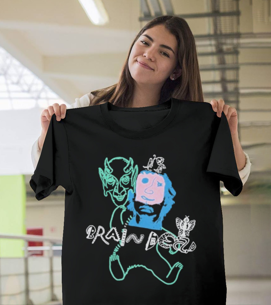 Brain Dead Masks 2024 Neon Character Art with Devil and Owl T-Shirt