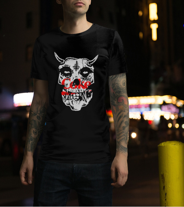 Captain Howdy Twitching Tongues Diet Coke Skull With Horns T-Shirt