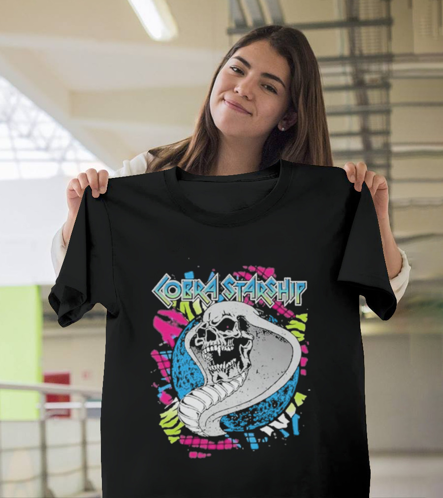 Cobra Starship Skull Snake Retro Neon T-Shirt