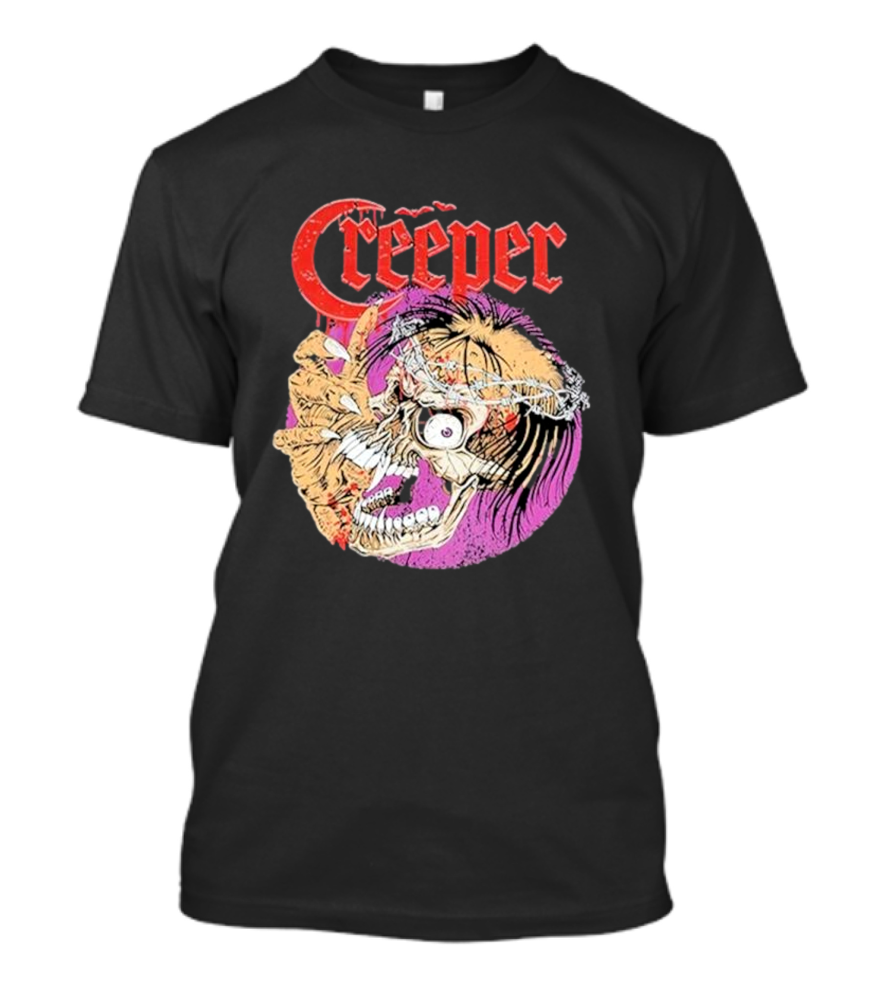 Creeper Distressed Skull Head Halloween T-Shirt