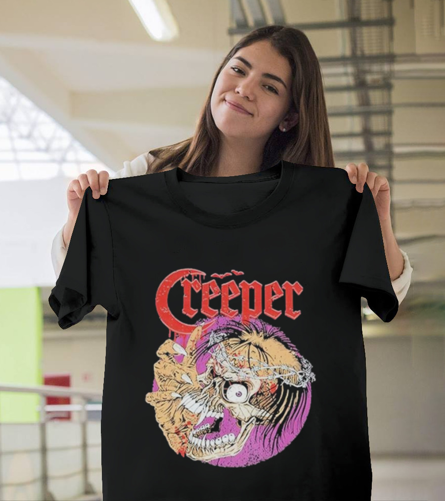 Creeper Distressed Skull Head Halloween T-Shirt
