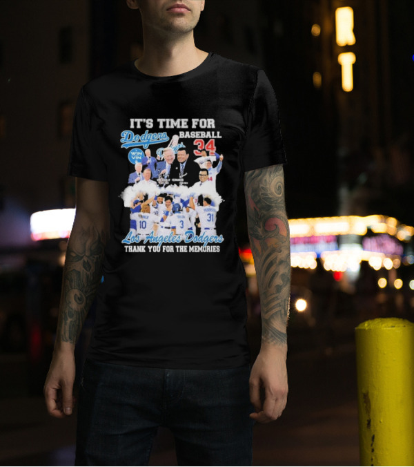 IT'S TIME FOR BASEBALL LOS ANGELES DODGERS VIN SCULLY FERNANDO VALENZUELA 34 THANK YOU FOR THE MEMORIES T-Shirt