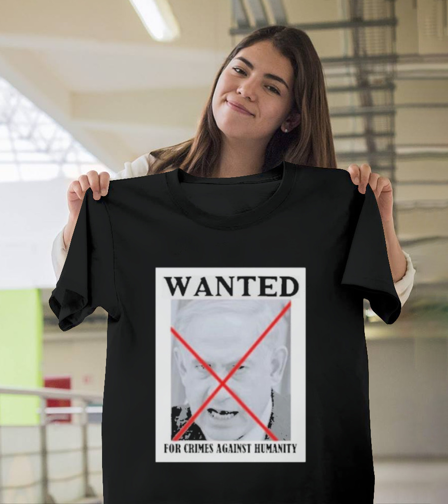 Wanted For Crimes Against Humanity Washington Babylon Poster Style Red Crossed T-Shirt