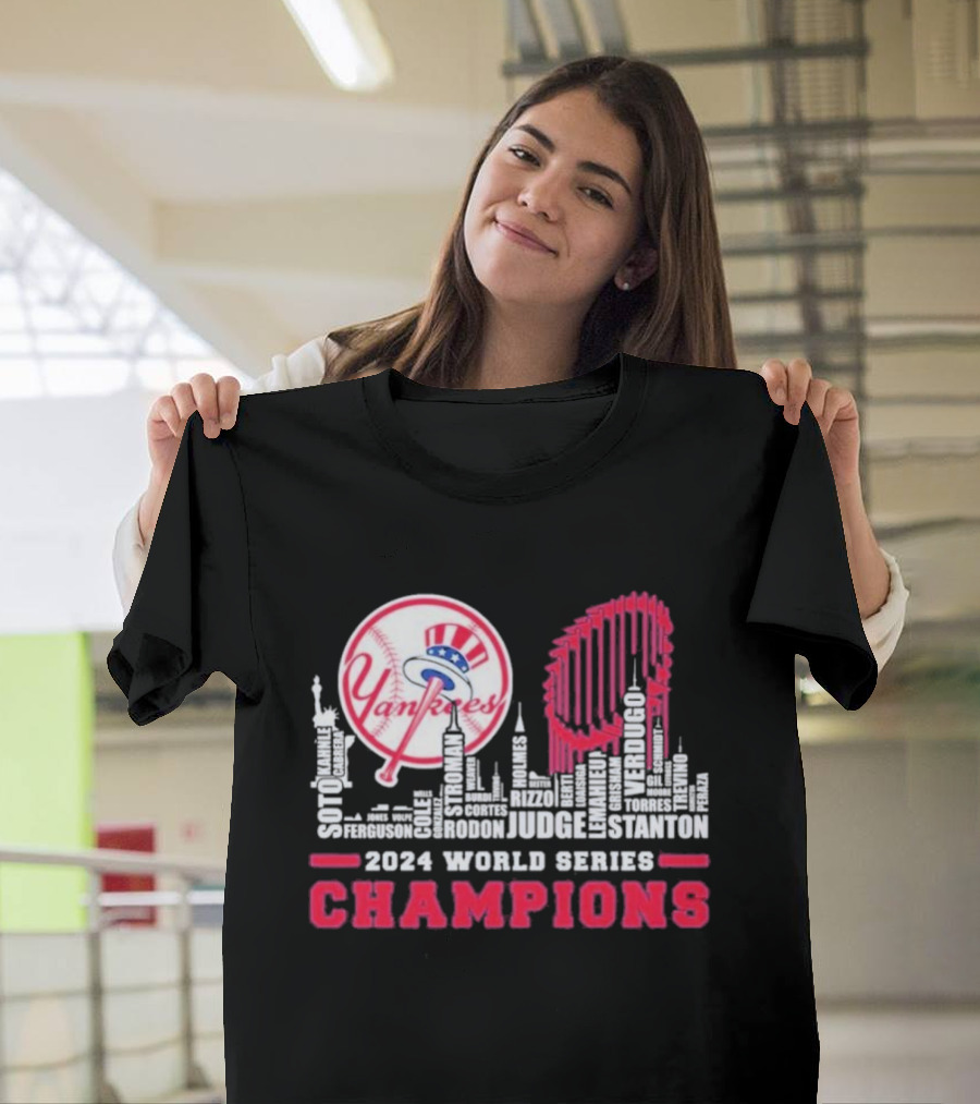 Yankees 2024 World Series Champions Soto Cole Judge Stanton Verdugo Skyline T-Shirt