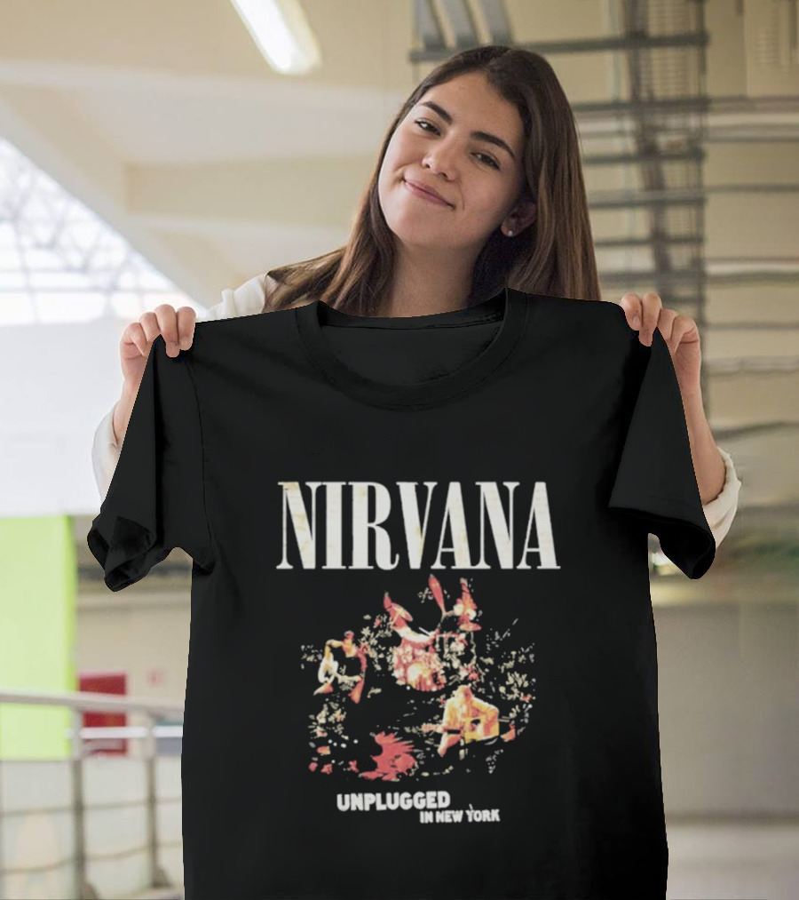 Nirvana Unplugged In New York 2024 Vintage Floral Band Anniversary T-Shirt