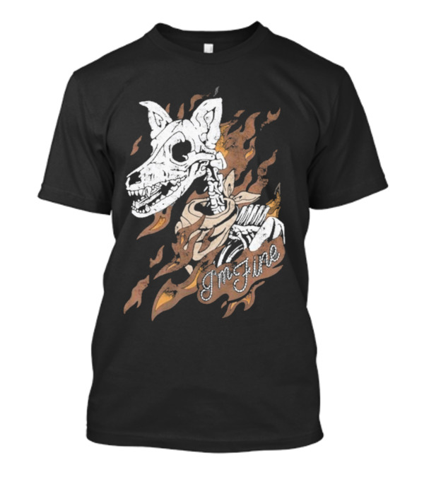 Otto By Kris I’m Fine Skeleton Dog Flames T-Shirt