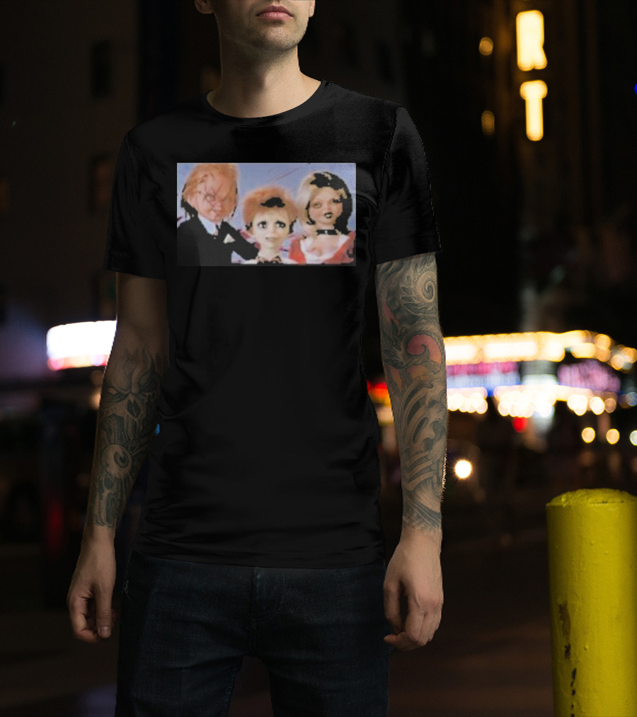 Chucky And Family Horror Characters In Distorted Family T-Shirt