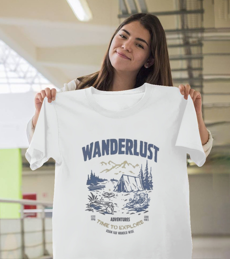 Wanderlust Adventures Time To Explore Roam Far Wander Wide Good Vibes Estd 1998 T-Shirt