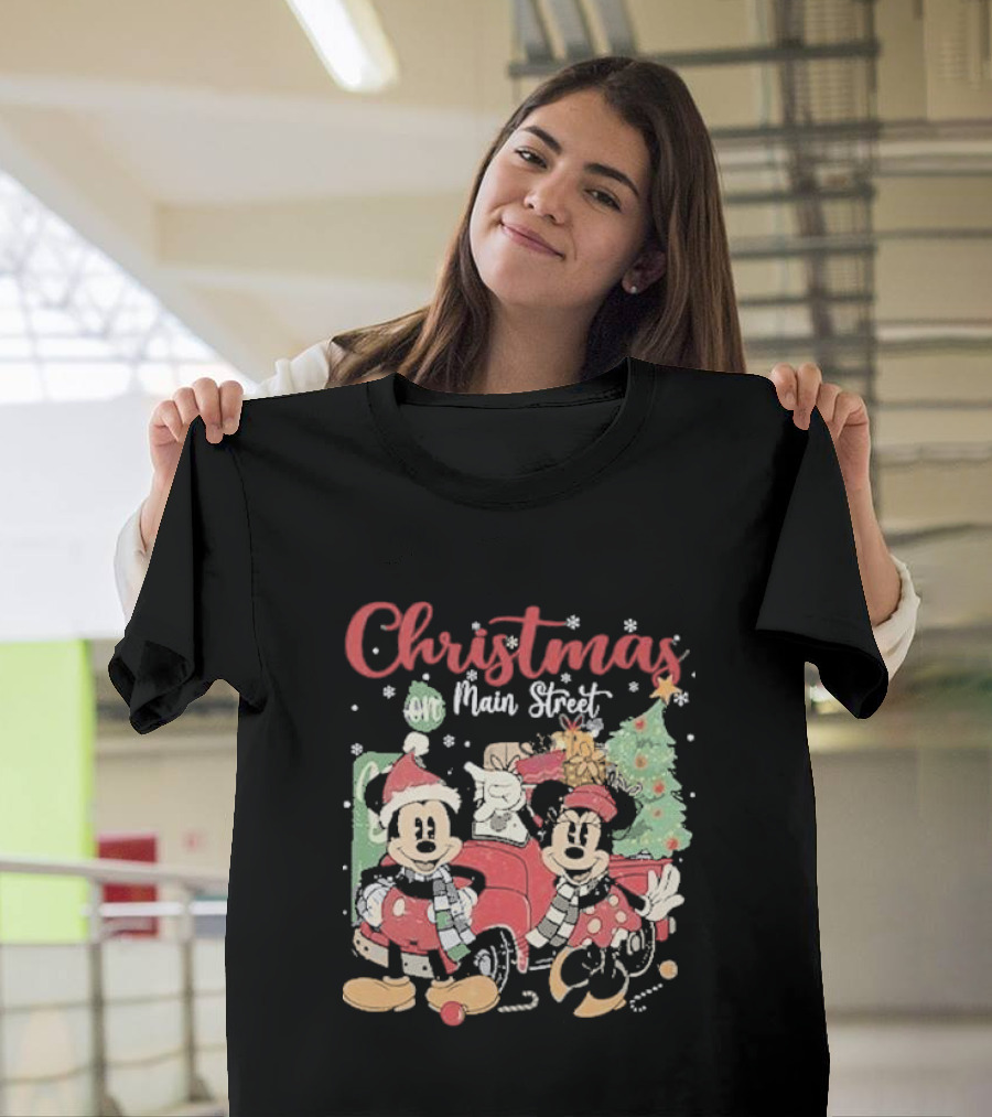 Christmas On Main Street With Mickey And Minnie Disney Holiday T-Shirt