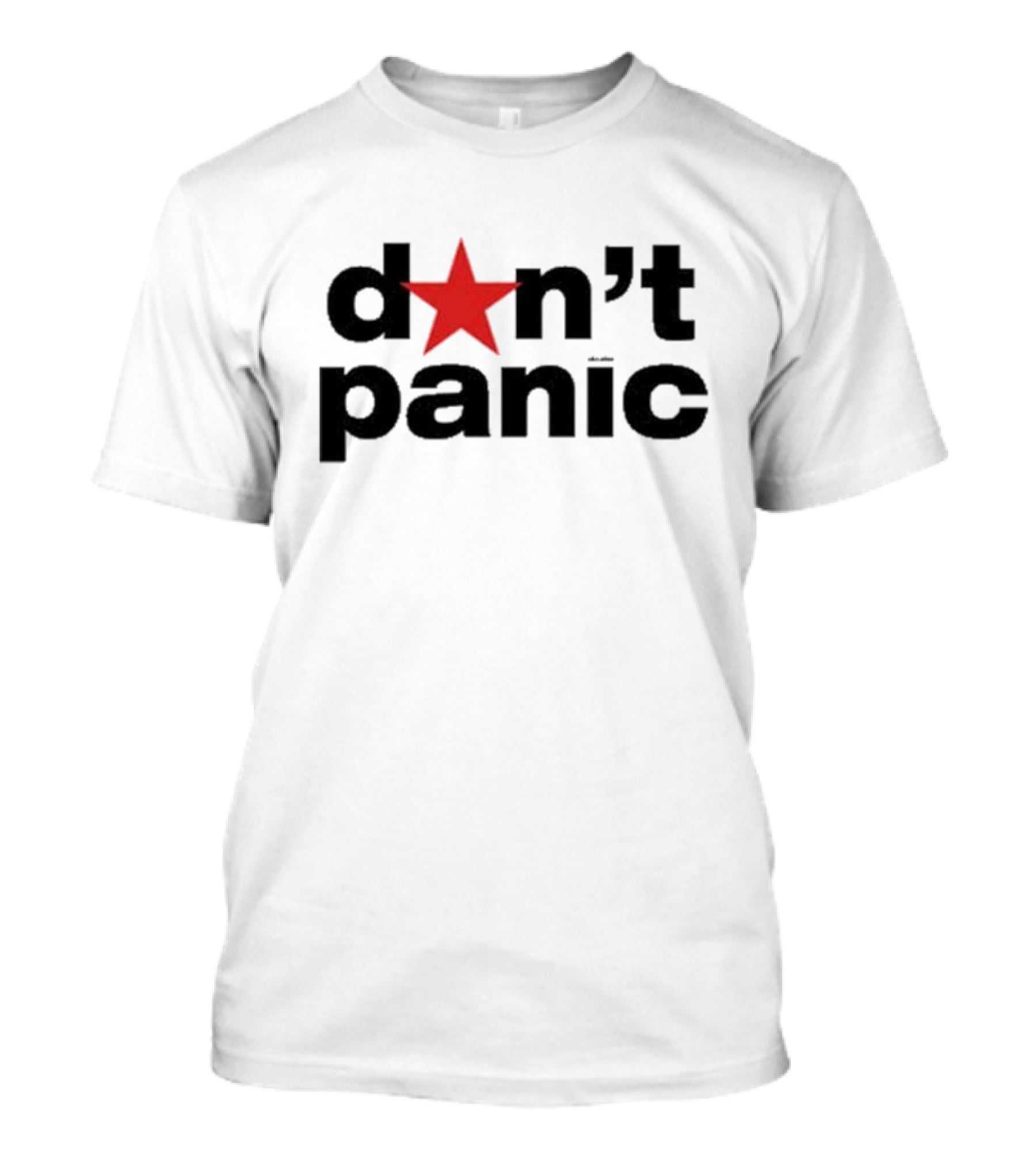 Lauren Sanderson Don't Panic Red Star Icon Text T-Shirt