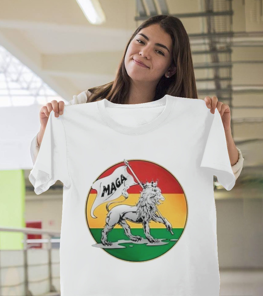 Kali Fontanilla MAGA Lion Red Gold Green Flag T-Shirt