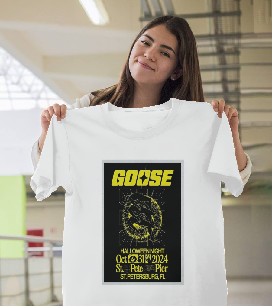 Goose Halloween Night Oct 31 2024 St Pete Pier St Petersburg FL Yellow Cosmic T-Shirt