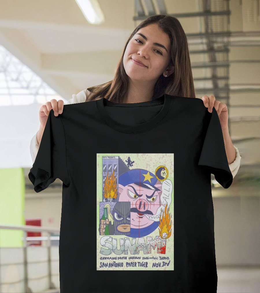 Sunami Creeping Death Ingrown Anxious Noma Torena San Antonio Paper Tiger Nov 3 2024 Tour T-Shirt
