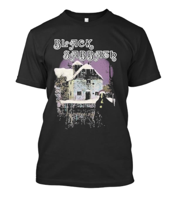 Black Sabbath Holiday Album Snowy House Scene T-Shirt