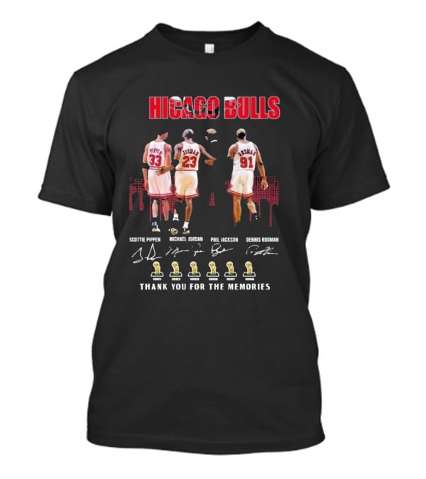 Chicago Bulls Scottie Pippen Michael Jordan Phil Jackson Dennis Rodman Thank You For The Memories T-Shirt