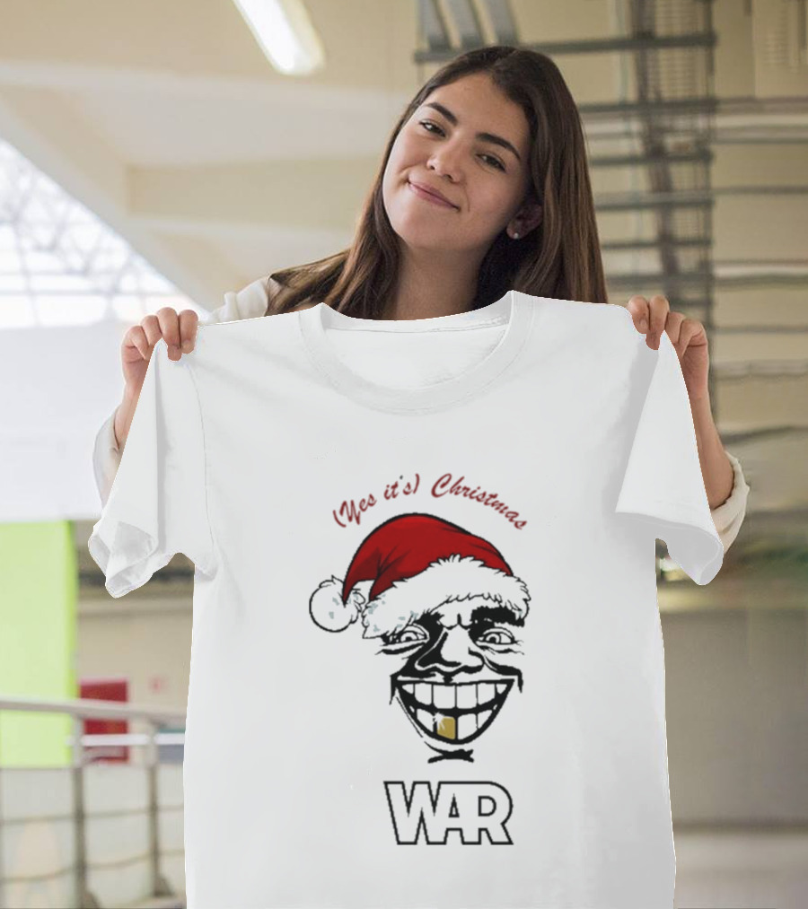 WAR Yes It’s Christmas Santa Grinning Face T-Shirt