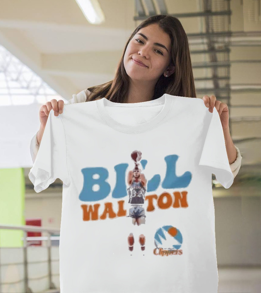 Bill Walton San Diego Clippers Basketball 70s Retro Style Logo And Player Action T-Shirt