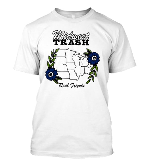 Midwest Trash Real Friends Map With Flowers T-Shirt