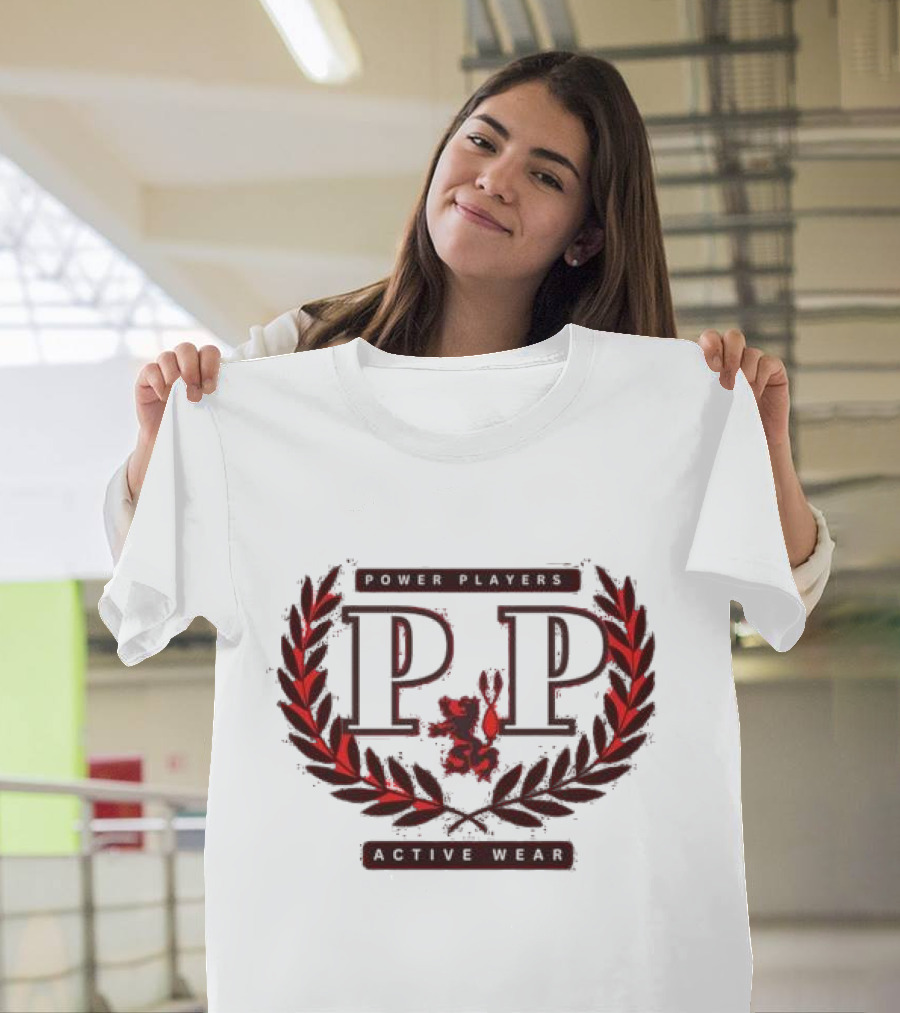 Power Players Active Wear PP Laurels Lion Emblem T-Shirt