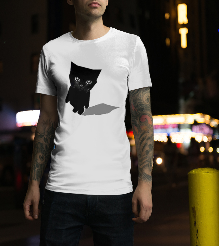 Sluj Art Bro Cute Black Cat Pixelated T-Shirt