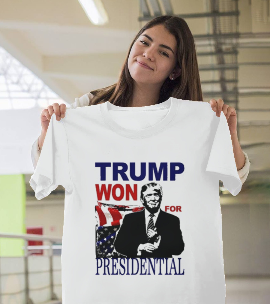 TRUMP WON FOR PRESIDENTIAL 2024 Patriotic Flag Background T-Shirt