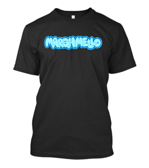 MARSHMELLO Bubble Style Logo Blue Text T-Shirt