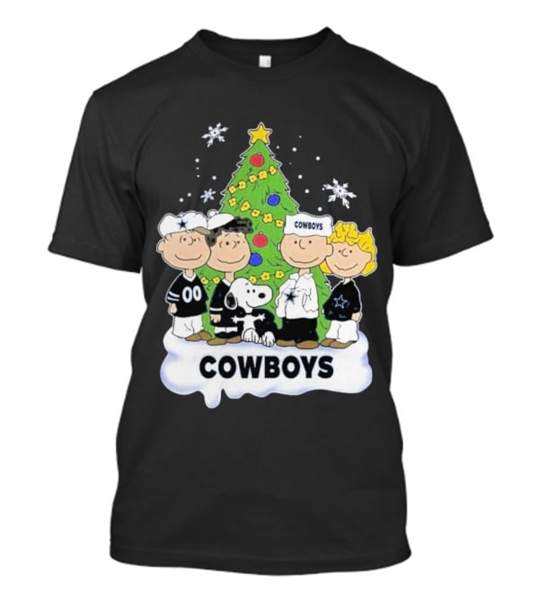 Cowboys Christmas With Snoopy And Peanuts Friends Holiday Tree T-Shirt