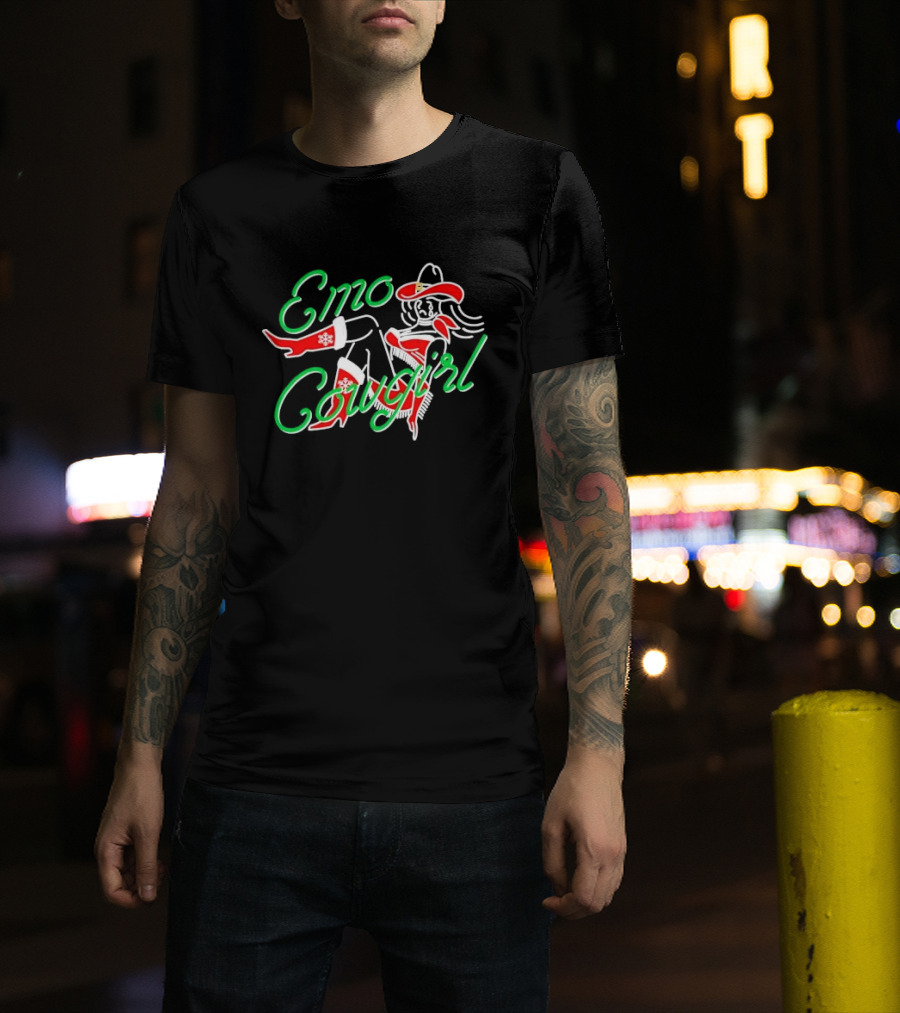 Emo Cowgirl Christmas Holiday T-Shirt