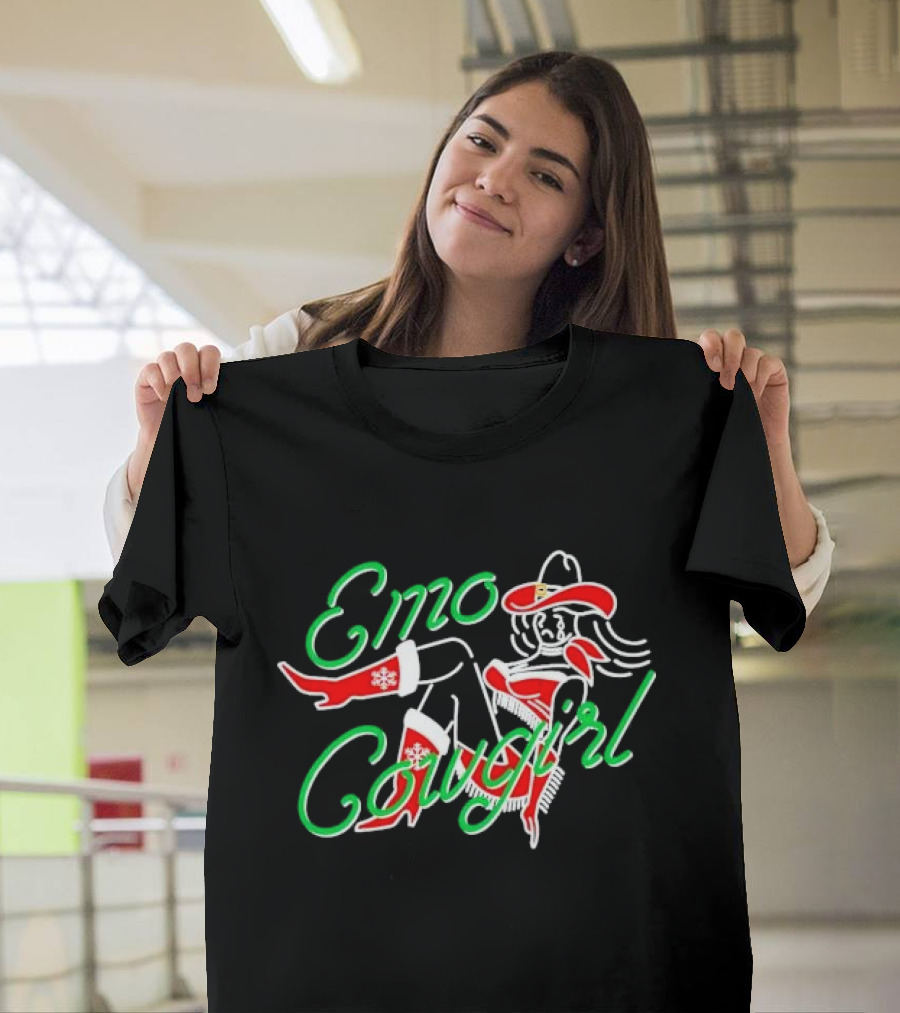 Emo Cowgirl Christmas Holiday T-Shirt