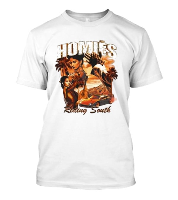 Homies Riding South Vintage Sunset Car Palms T-Shirt
