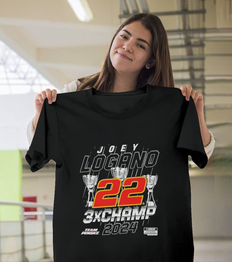 Joey Logano 22 Team Penske 3x Champ 2024 NASCAR Cup Series T-Shirt