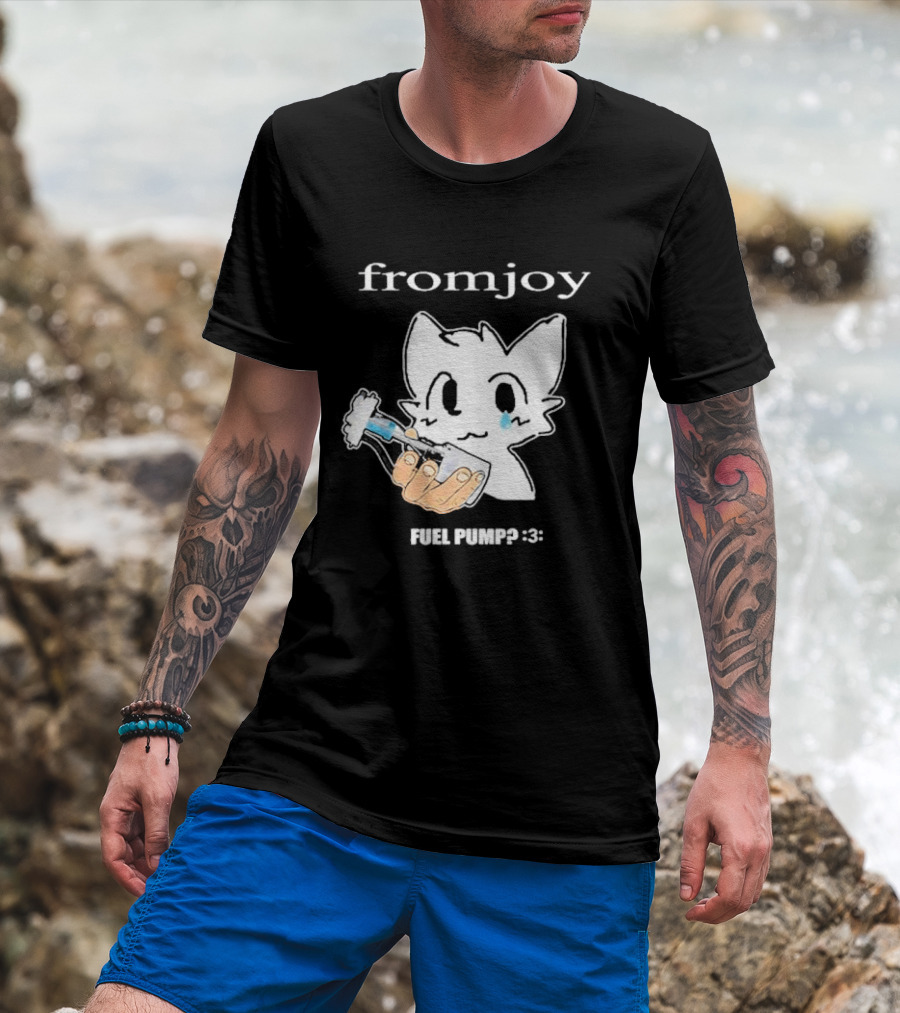 Fromjoy Fuel Pump Cute Cartoon With Tearful Cat Face T-Shirt