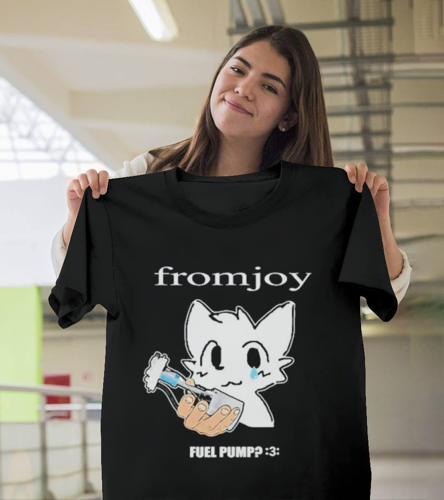 Fromjoy Fuel Pump Cute Cartoon With Tearful Cat Face T-Shirt