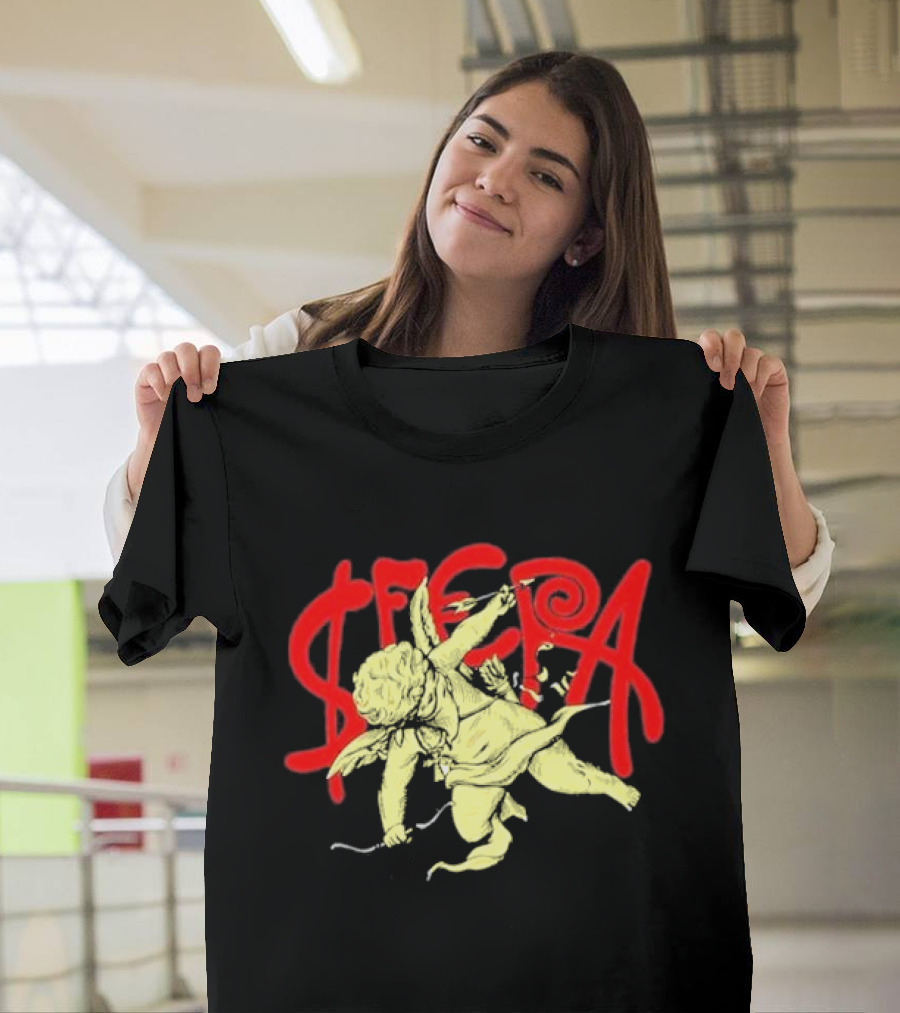 Sfera Ebbasta Cupido Cherub Red Lettering T-Shirt