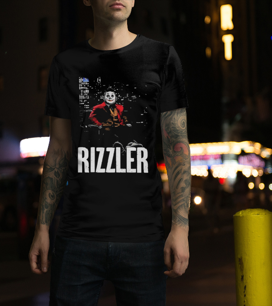 Rizzler Shitheadsteve Joker Style Cityscape Background T-Shirt