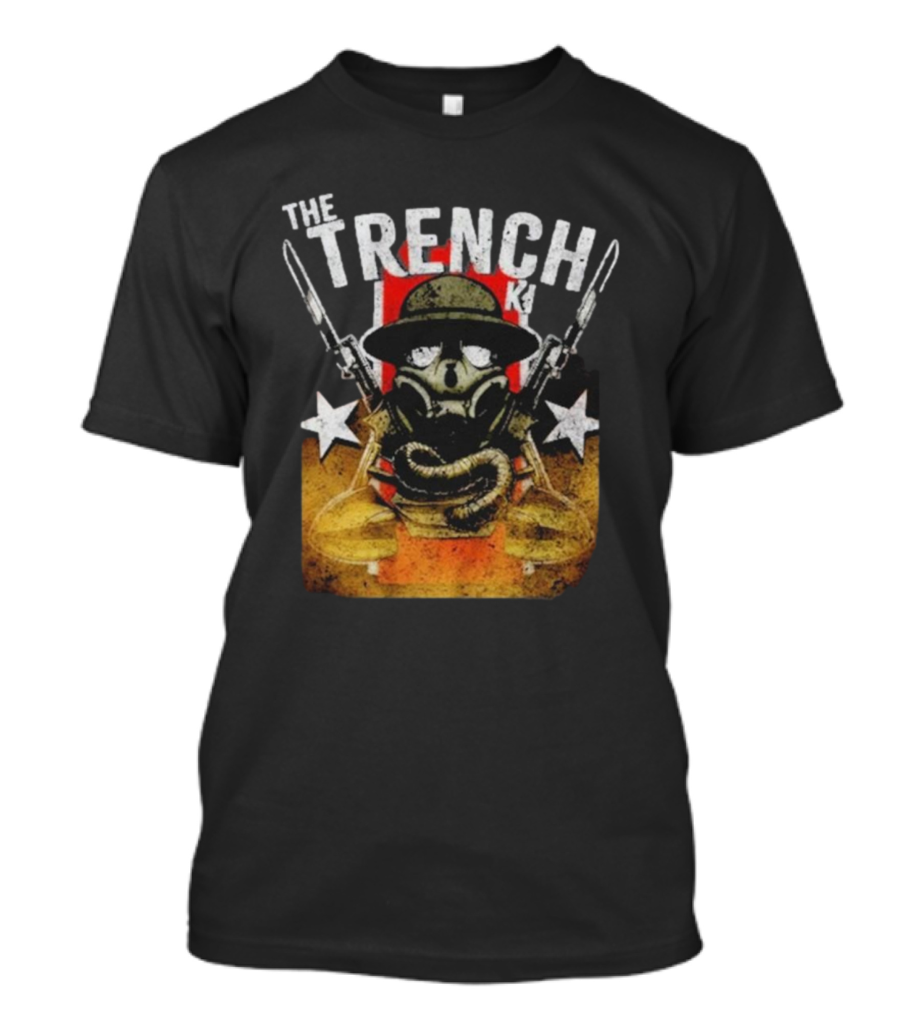 The Fat Electrician The Trench King Soldier Gas Mask Stars T-Shirt