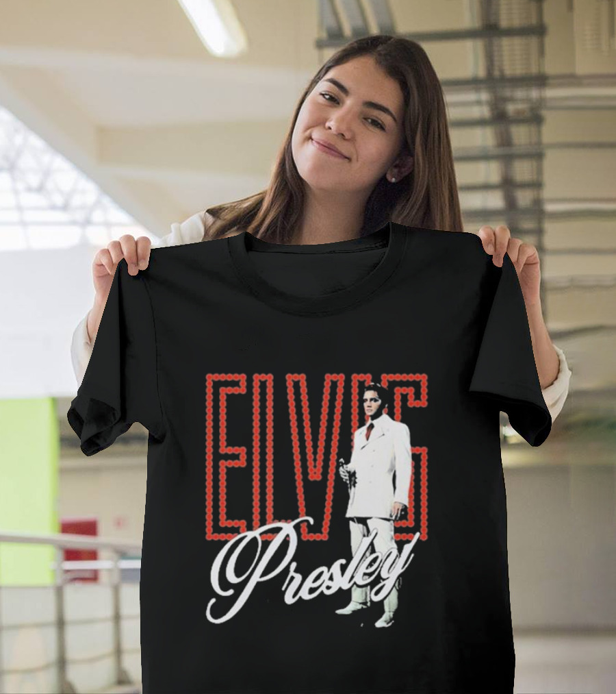 Elvis Presley White Suit Retro Lights T-Shirt