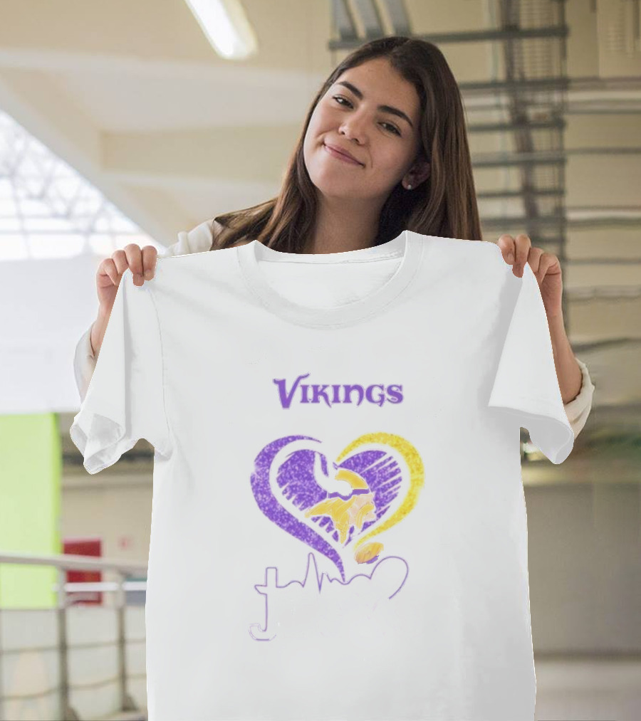 Vikings Heart Jesus Purple and Gold Minnesota T-Shirt